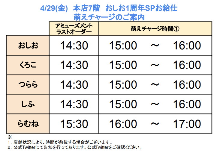 おしお 1st Anniversary スペシャルお給仕 | 秋葉原・大阪の